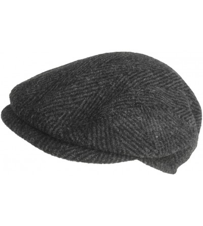 Newsboy Caps Biemonte Mohair & Wool Herringbone Ivy Cap Driver Hat Made in Italy - Black - CY11B092XRZ $36.55