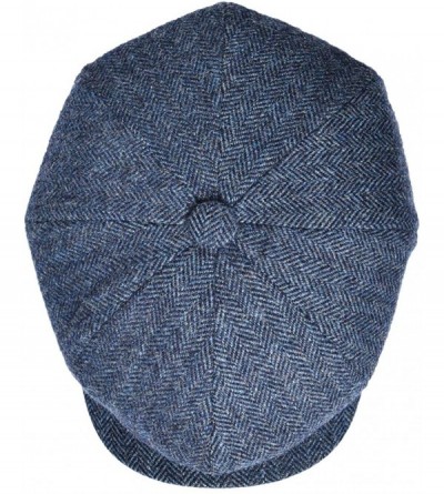 Newsboy Caps Men's Premium Wool Classic Flat Ivy Newsboy Cap Herringbone Pattern Flecked Hat - Herringbone Navy - CR196IQC2C7...
