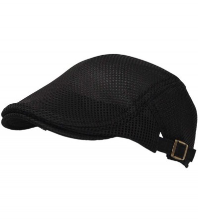 Newsboy Caps Ivy Cap Straw Weave Linen-Like Cotton Cabbie Newsboy Hat MZ30038 - Mesh_black - CE18W9H8AMN $16.88