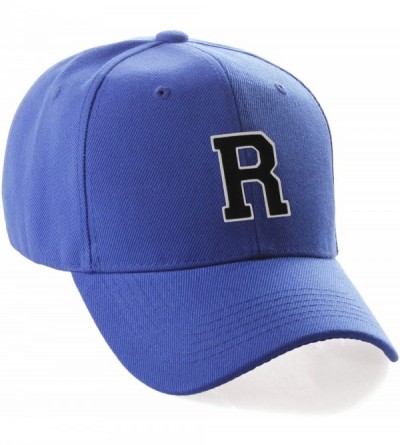 Baseball Caps Classic Baseball Hat Custom A to Z Initial Team Letter- Blue Cap White Black - Letter R - CG18IDW56CS $22.24