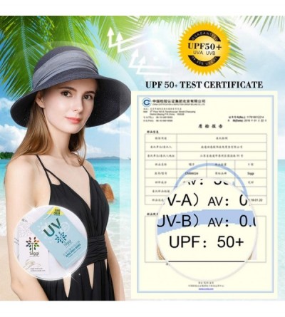Sun Hats Womens UPF 50 Summer Straw Beach Sun Hat Wide Brim Fashion Fedora Packable & Adjustable - C2198UOZOA0 $17.72