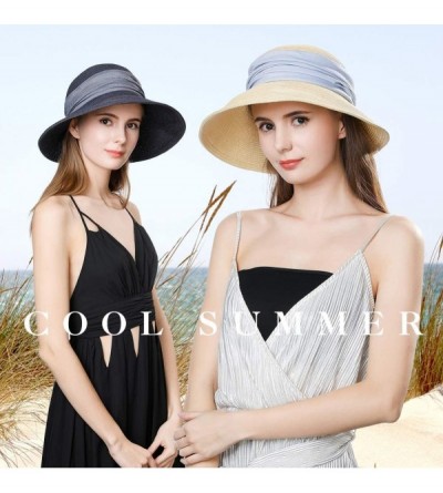 Sun Hats Womens UPF 50 Summer Straw Beach Sun Hat Wide Brim Fashion Fedora Packable & Adjustable - C2198UOZOA0 $17.72