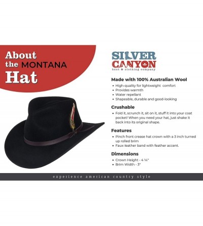 Cowboy Hats Montana Crushable Wool Felt Western Style Cowboy Hat - Tan - CT18I6T2IKW $53.67