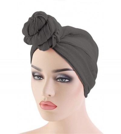 Skullies & Beanies Womens Big Flower Turban Beanie Elegant Cap Head Wrap Stretch Long Hair Scarf Headscarf - Black - CJ18UZ6E...