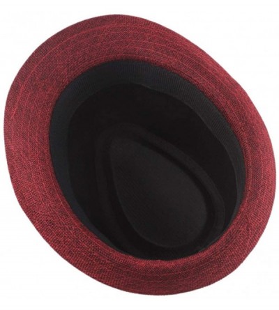 Sun Hats Men's Top Hat Wide Brim Straw Hat Foldable Roll up Hat Summer Beach Sun Protection Hat - Red - CQ18Z9N2TH9 $8.66