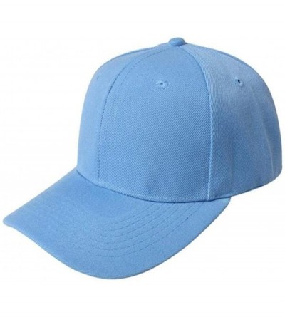Baseball Caps Blank Hat Solid Color Adjustable Baseball Hat - Sky Blue - CJ12F67GFEX $10.36