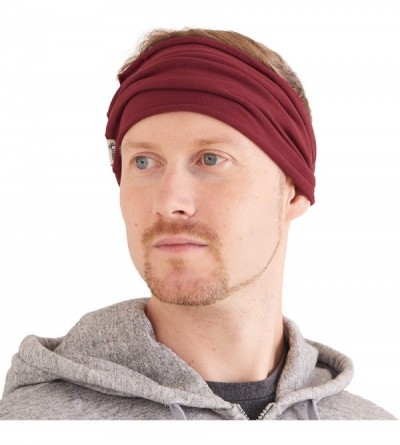 Headbands Mens Japanese Cotton Headband - Natural Headwrap Elastic Hair Band Neck Gaiter - Red - CX114YUBWU1 $17.15