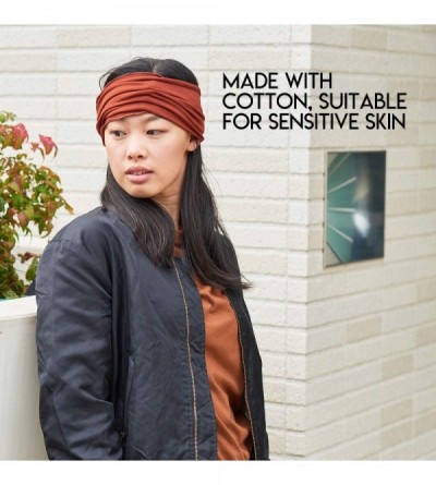 Headbands Mens Japanese Cotton Headband - Natural Headwrap Elastic Hair Band Neck Gaiter - Red - CX114YUBWU1 $17.15