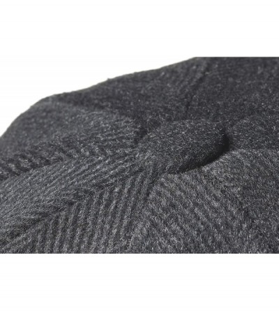Newsboy Caps Men's 8 Piece 'Newsboy' Style Flat Cap Wool - Black Pinstripe - CB12EF609AL $28.86