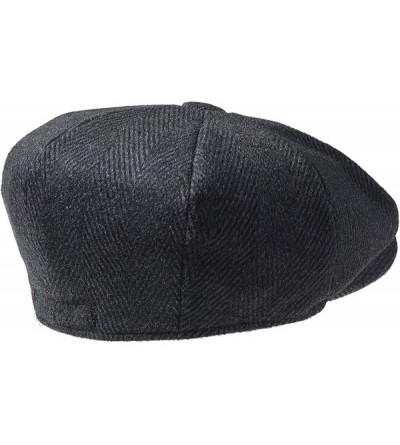 Newsboy Caps Men's 8 Piece 'Newsboy' Style Flat Cap Wool - Black Pinstripe - CB12EF609AL $28.86