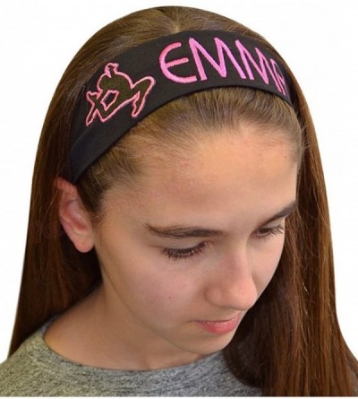 Headbands Personalized Cotton Stretch GYMNAST Headband with Custom Embroidered Name - Hot Pink Headband - Black Thread - CJ12...