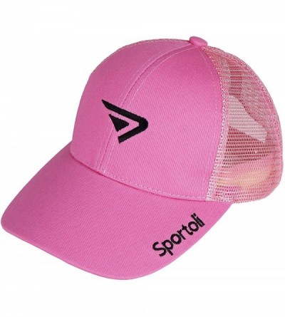 Baseball Caps Adult and Kids Cotton Blend and Mesh Snapback Trucker Baseball Cap Hat - Pink - CZ127DEQ7IB $9.12