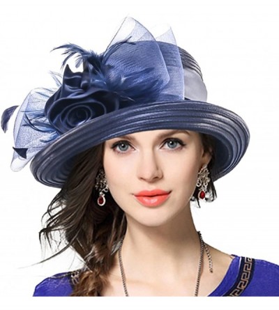 Sun Hats Womens Tea Party Church Baptism Kentucky Derby Dressy Hat - Navy - C817X3NUUGO $18.46