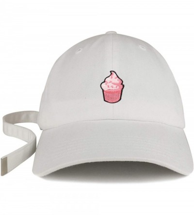 Baseball Caps Cupcake Patch Unstructured Extra Long Strap Dad Hat - White - C918Q27CO0G $17.29