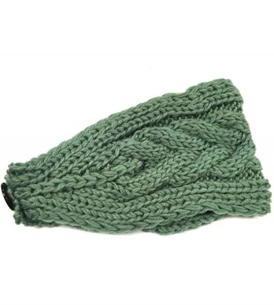 Cold Weather Headbands Winter Warm Thick Cable Knit Headband - Green - CQ1236J6GQP $11.99