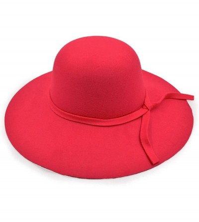 Sun Hats Women's Premium Felt Wide Brim Floppy Hat - Red - CZ186I65MMZ $25.18