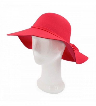 Sun Hats Women's Premium Felt Wide Brim Floppy Hat - Red - CZ186I65MMZ $13.76