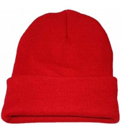 Skullies & Beanies Unisex Slouchy Knitting Beanie Hip Hop Cap & Warm Winter Ski Hat - Red - CA187R6IUKK $19.08