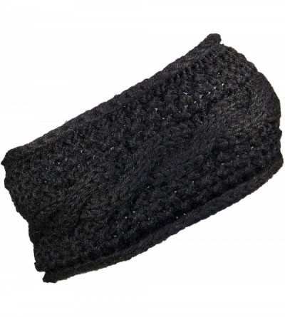 Cold Weather Headbands Womens Rib Stitch Cable Knit Circle Headband/Warmer (One Size) - Black - CZ12NBAEPS0 $21.92