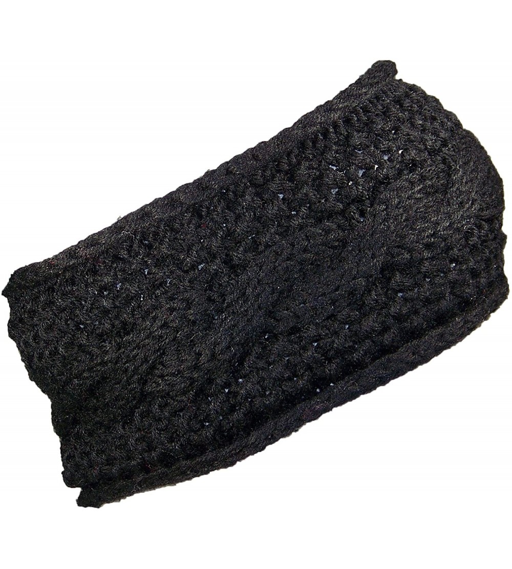 Cold Weather Headbands Womens Rib Stitch Cable Knit Circle Headband/Warmer (One Size) - Black - CZ12NBAEPS0 $10.96