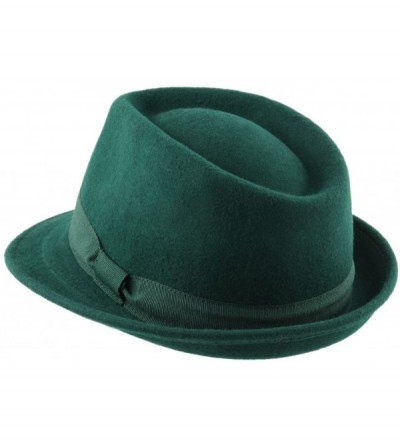 Fedoras Trilby Wool Felt Trilby Hat - Vert - CO1884X0YA4 $34.97