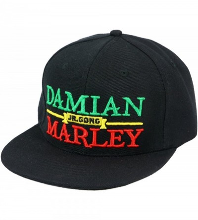 Baseball Caps Damian Marley Jr. Gong Logo Snapback Hat Black - CE18DOZ7IT7 $21.46