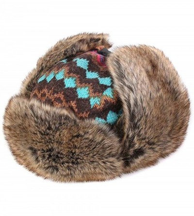 Bomber Hats Winter Knit Aviator Hat Russian Ushanka Cossack Trapper Pilot Cap Hat with Faux Fur Lining for Women Men - CJ18YG...