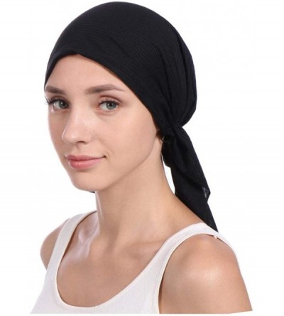 Skullies & Beanies 3Pack Women's Beanie Chemo Hat Cap Pre-Tied Cancer Headscarf - Black Gray Navy Blue - CE198AXX3QQ $16.26