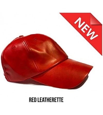Baseball Caps Natural Hair Backless Cap - Satin Lined Baseball Hat for Women - Red Leather - CG195HEEL5U $21.36