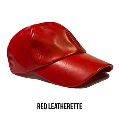 Baseball Caps Natural Hair Backless Cap - Satin Lined Baseball Hat for Women - Red Leather - CG195HEEL5U $21.36