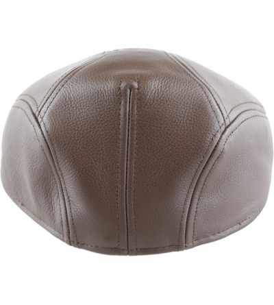 Newsboy Caps Prouldy Made in USA Premium Quality Genuine Leather Gatsby Ivy Hat - Brown - CZ12G8APH95 $22.35