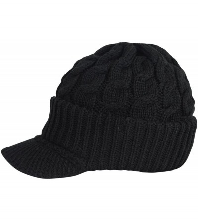 Newsboy Caps Newsboy Cable Knitted Hat with Visor Brim Winter Warm Hat Unisex Men Women - Light Gray - CE12CO77QAJ $9.55