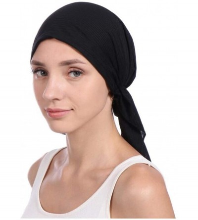 Skullies & Beanies 3Pack Women's Beanie Chemo Hat Cap Pre-Tied Cancer Headscarf - Black Gray Navy Blue - CE198AXX3QQ $16.26