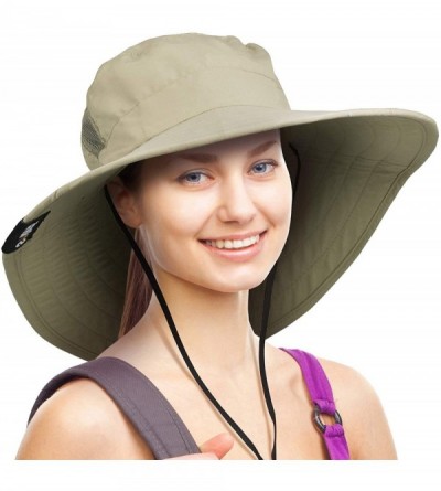 Sun Hats Wide Brim Sun Hat Outdoor UV Protection Safari Cap for Women - Olive - C7180GEI295 $19.85