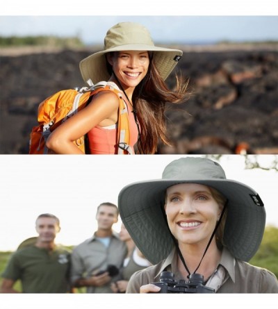 Sun Hats Wide Brim Sun Hat Outdoor UV Protection Safari Cap for Women - Olive - C7180GEI295 $19.85
