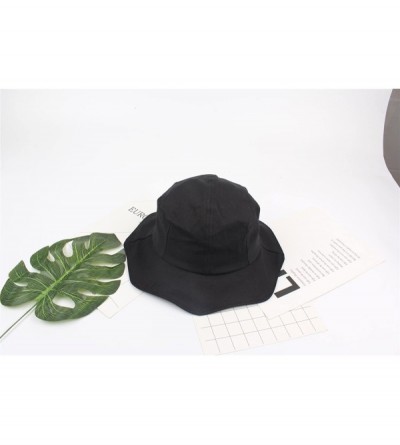 Sun Hats Women Sun Hats UV Protection Wide Brim Foldable Bucket Hat Beach Hat - Black - C918E9WHZ64 $21.71