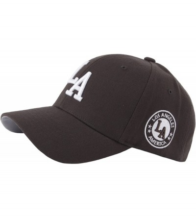 Baseball Caps New LA Embroidery Los Angeles Patch Major Ball Cap Baseball Hat Truckers - Brown - CQ184THGW9W $26.91