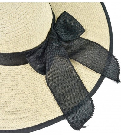 Sun Hats Womens Bowknot Straw Hat Foldable Beach Sun Hat Roll up UPF 50+ - "Ac Beige 5.9"" Brim" - CF18NUA9XI0 $12.38