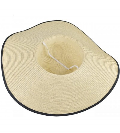 Sun Hats Womens Bowknot Straw Hat Foldable Beach Sun Hat Roll up UPF 50+ - "Ac Beige 5.9"" Brim" - CF18NUA9XI0 $12.38