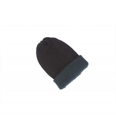 Skullies & Beanies Reversible Knit 100% Alpaca Wool Beanie - Soft- Warm & Thick Woolen Hat Cap - Black / Emerald - C618Q2732Y...