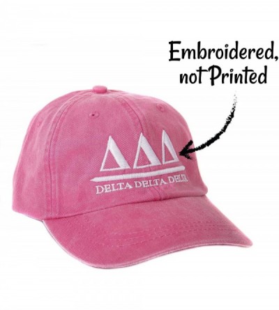 Skullies & Beanies Delta Delta Delta (B) Sorority Embroidered Baseball Hat Cap Cursive Name Font Tri Delta - Hot Pink - C218D...