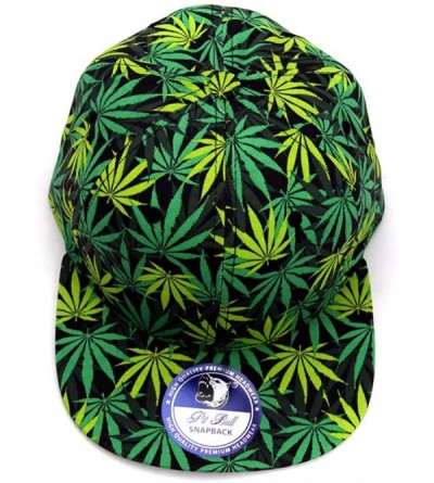 Baseball Caps Marijuana Weed Leaf Cannabis Snapback Hat Cap - All Over Green - C1121QXYHQT $25.89
