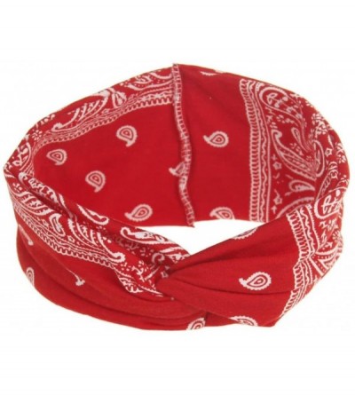 Headbands Women Yoga Sport Elastic Floral Hair Band Headband Turban Twisted Knotted (Red) - Red - C118E8WX355 $10.08