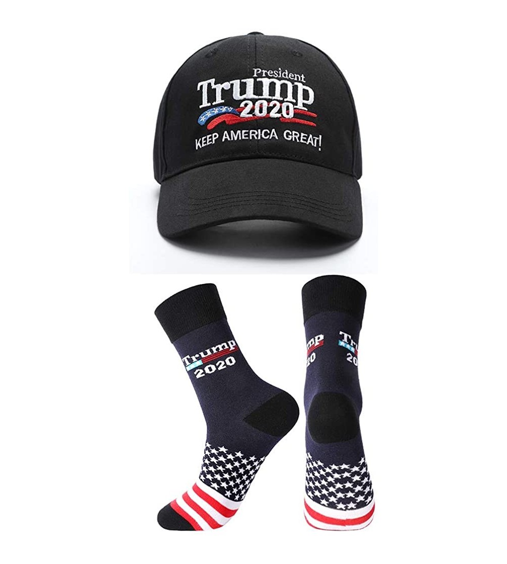 Baseball Caps Donald Trump Make America Great Again Hat MAGA USA Cap with 2020 Socks - B Black Hat + 2020 Blue Socks - C218QL...