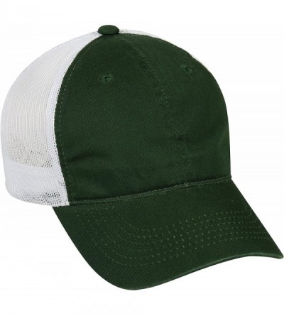 Baseball Caps Garment Washed Meshback Cap - Dark Green/White - CE114XY2V35 $30.72