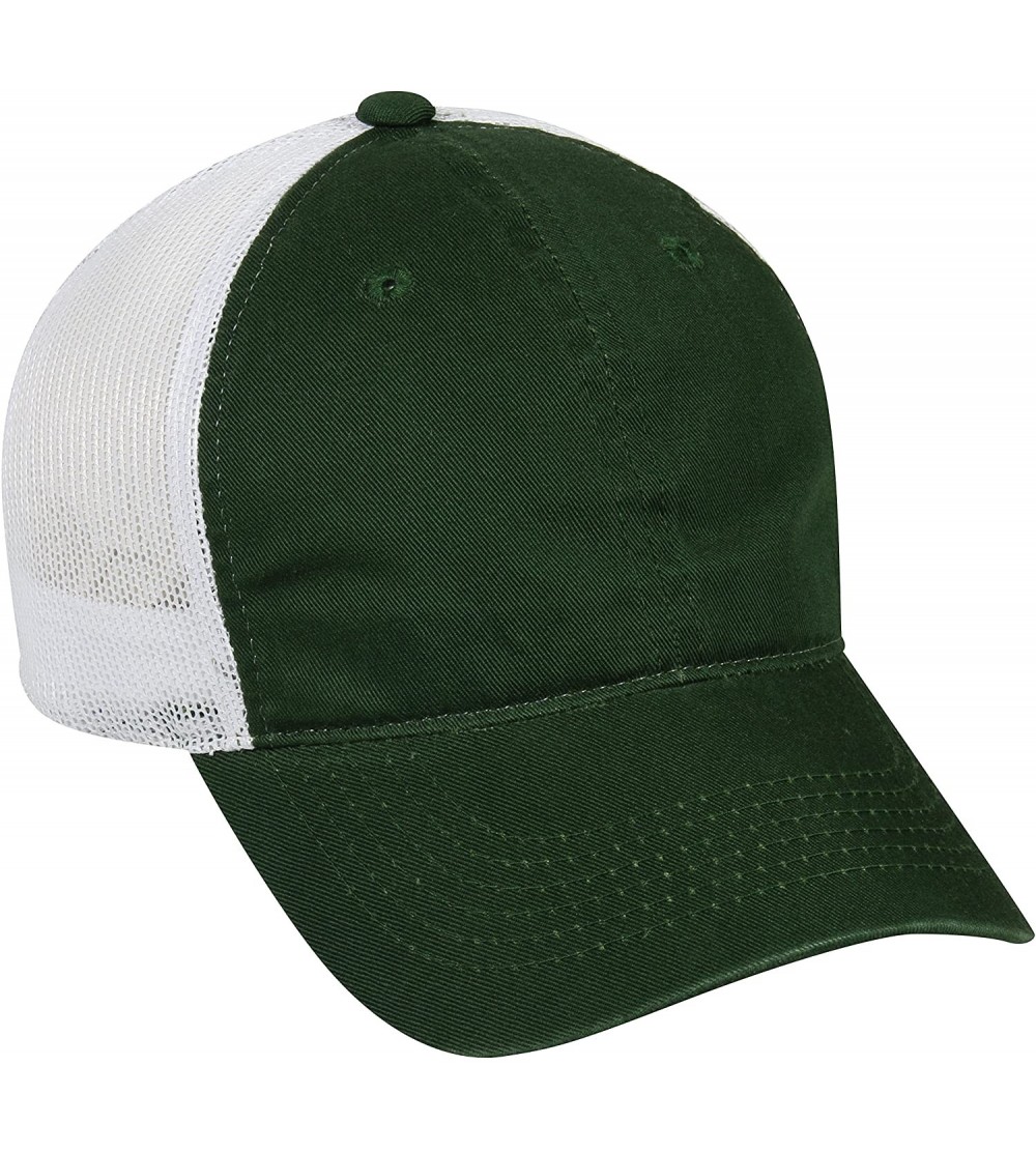 Baseball Caps Garment Washed Meshback Cap - Dark Green/White - CE114XY2V35 $17.07