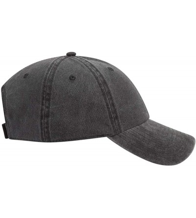Baseball Caps Garment Washed Pigment Dyed Cotton Twill 6 Panel Low Profile Dad Hat - Black - C5180D5E5Y9 $13.89
