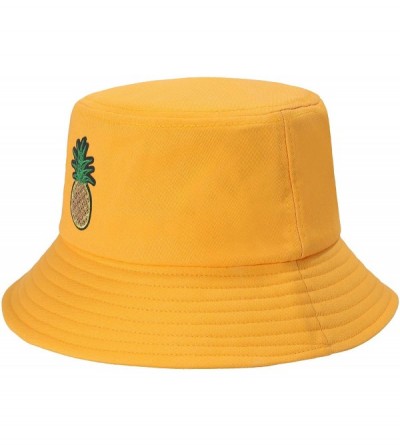 Bucket Hats Unisex Fashion Embroidered Bucket Hat Summer Fisherman Cap for Men Women - Pineapple Yellow - CP19089M4D5 $15.00