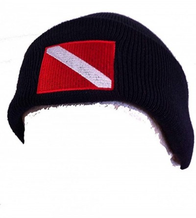 Skullies & Beanies Knit Beanies with Embroidered Dive Designs - Dive Flag - CF11G08T4UZ $37.07