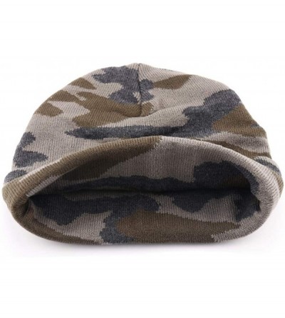 Skullies & Beanies Men's Warm Winter Hats Washed Cotton Knit Cuff Beanie Cap Hat - Gray Camouflage - CR193C7UCLC $20.34